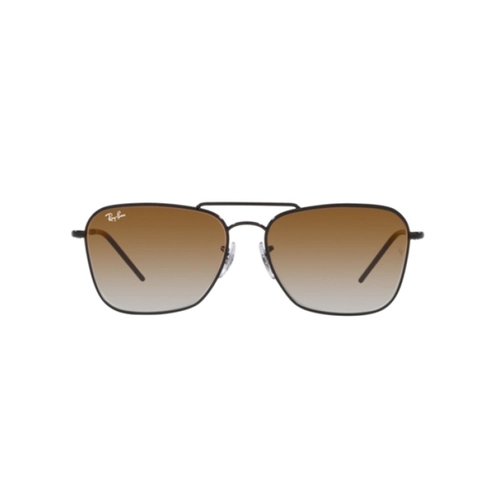Óculos de Sol Ray-Ban Caravan Reverse 0RBR0102S 002/CB58 Metal Preto com lentes na cor Marrom Degradê