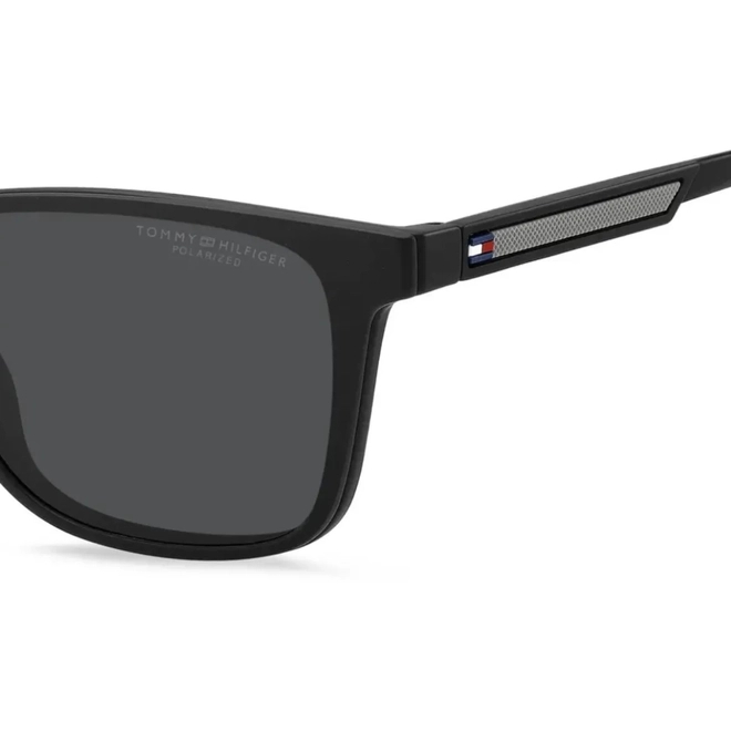Óculos de Grau Tommy Hilfiger TH 2203/C 08A 5516 Poliamida Preto com Clip-On na cor Cinza 3