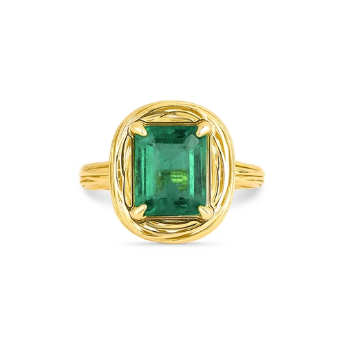 Anel Nido Orientais ninho ouro 18k com gema 260pts de Esmeralda