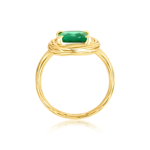 Anel Nido Orientais ninho ouro 18k com gema 260pts de Esmeralda