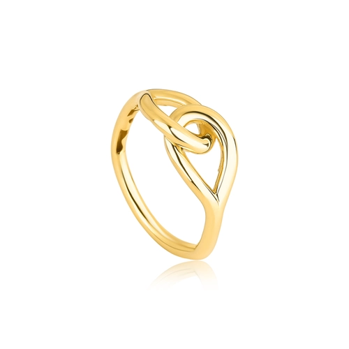 Anel Olas ouro 18k aros entrelaçados polidos