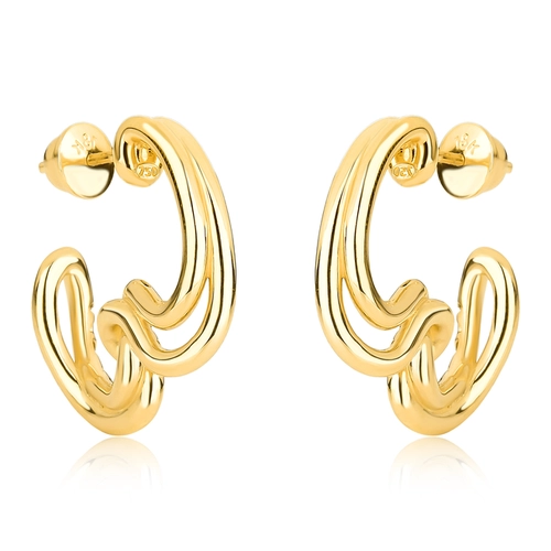 Brinco Olas meia argola torcida ouro 18k tubular polida