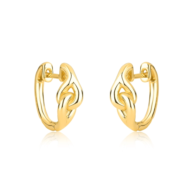 Brinco Olas argola click tubular ouro 18k entrelaçada polida 1