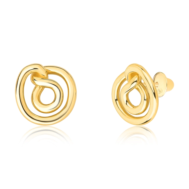 Brinco Olas Stud ouro 18k círculo espiral orgânico polido 1