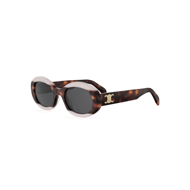 Óculos de Sol Celine Triomphe CL40194U_5274A Acetato Marrom Mesclado com lentes na cor Fumê 1