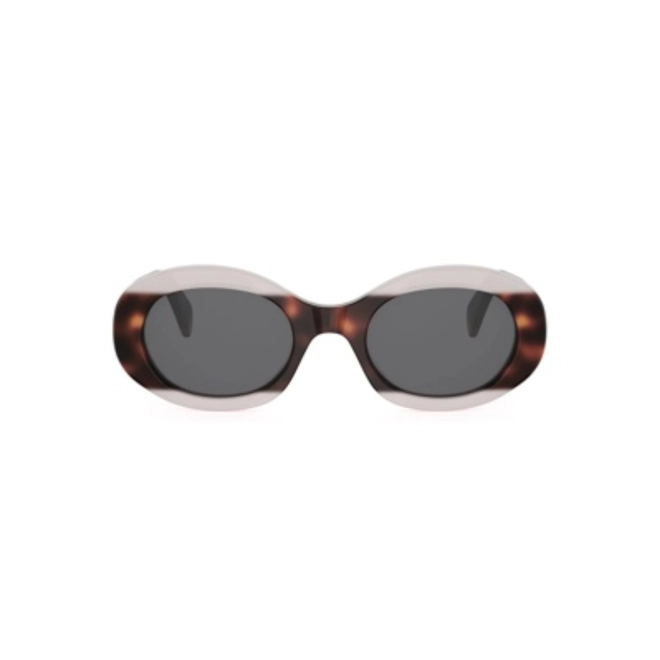 Óculos de Sol Celine Triomphe CL40194U_5274A Acetato Marrom Mesclado com lentes na cor Fumê 2