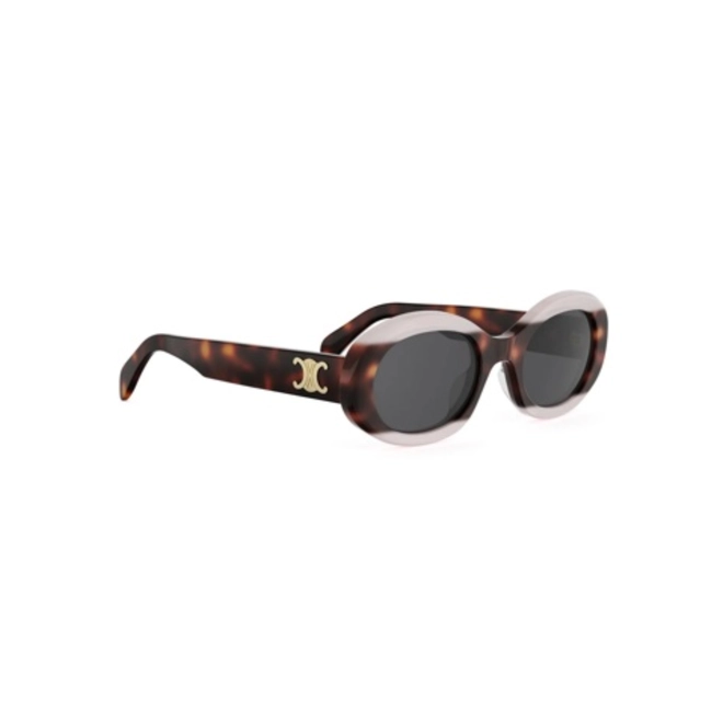 Óculos de Sol Celine Triomphe CL40194U_5274A Acetato Marrom Mesclado com lentes na cor Fumê 3