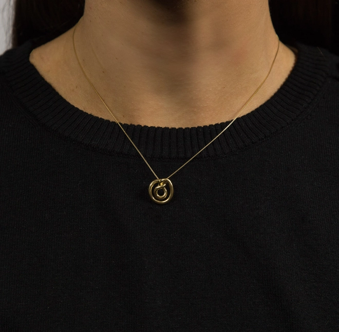 Pingente Olas círculo espiral orgânico ouro 18k polido 2