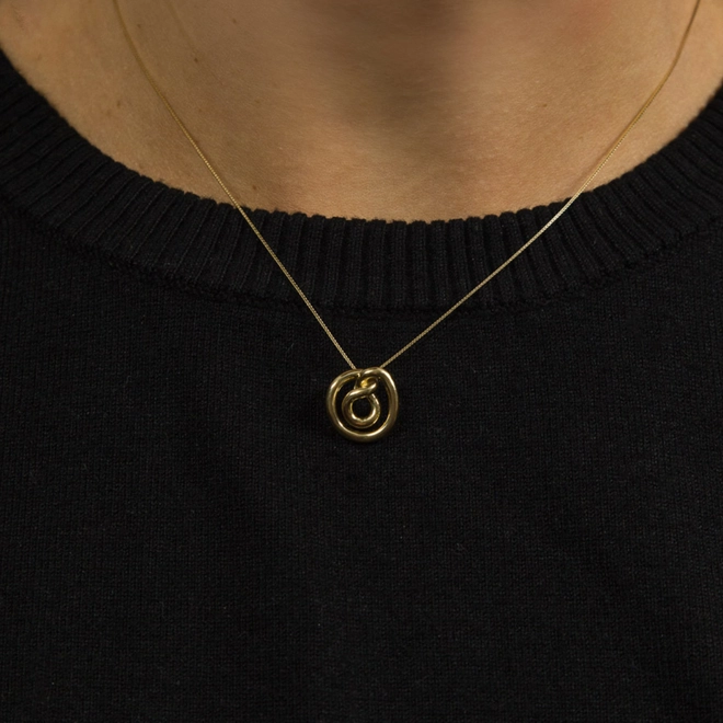 Pingente Olas círculo espiral orgânico ouro 18k polido 4