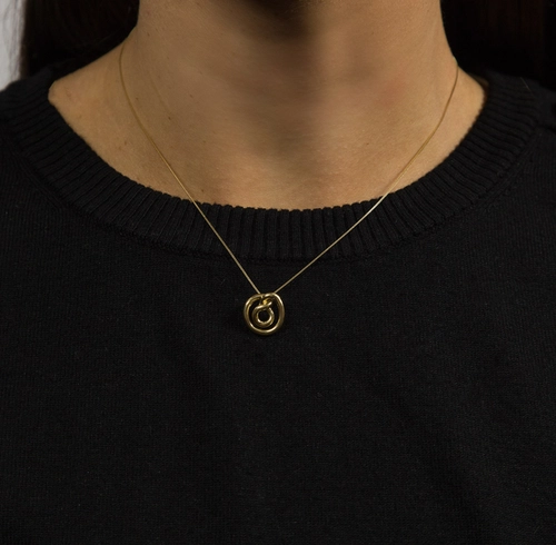 Pingente Olas círculo espiral orgânico ouro 18k polido