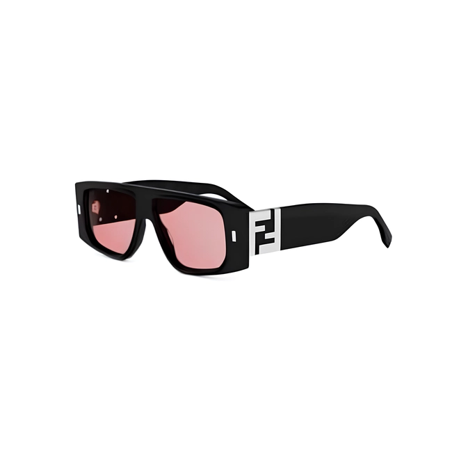 Óculos de Sol Fendi FE40214U_5601Y Acetato Preto com lentes na cor Rosa 1