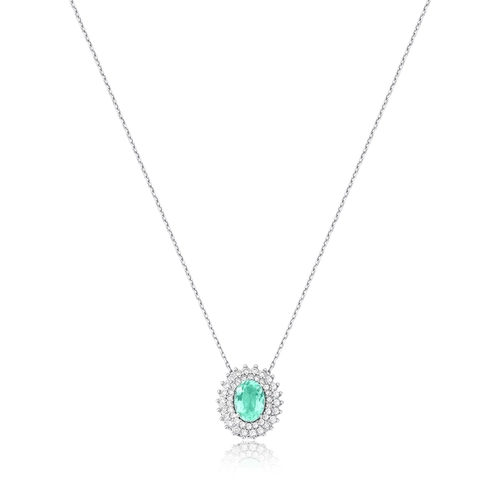 Gargantilha Selection pingente oval de Turmalina Paraíba ouro branco 18k com 26pts de Diamantes