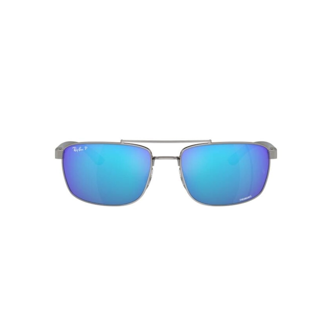 Óculos de Sol Ray-Ban 0RB3737CH 004/A160 Metal Cinza com lentes na cor Verde e Azul Chromance 2