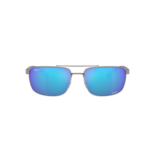 Óculos de Sol Ray-Ban 0RB3737CH 004/A160 Metal Cinza com lentes na cor Verde e Azul Chromance
