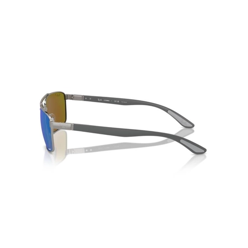 Óculos de Sol Ray-Ban 0RB3737CH 004/A160 Metal Cinza com lentes na cor Verde e Azul Chromance