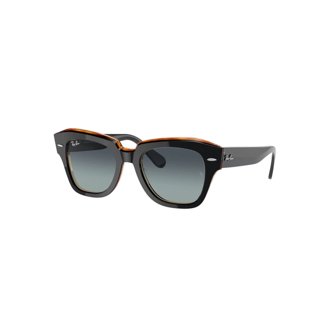 Óculos de Sol Ray-Ban State Street 0RB2186 13224152 Acetato Preto com lentes na cor Cinza e Azul Degradê 1