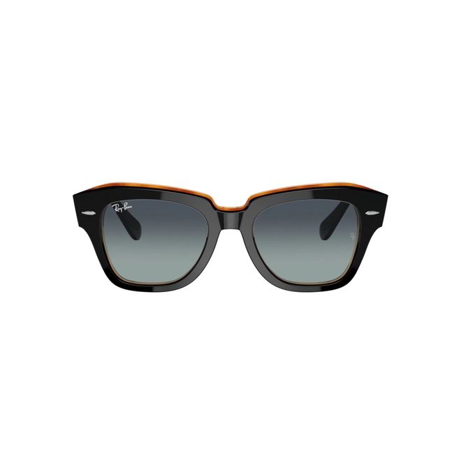 Óculos de Sol Ray-Ban State Street 0RB2186 13224152 Acetato Preto com lentes na cor Cinza e Azul Degradê 2