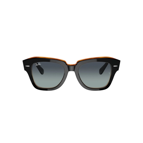 Óculos de Sol Ray-Ban State Street 0RB2186 13224152 Acetato Preto com lentes na cor Cinza e Azul Degradê