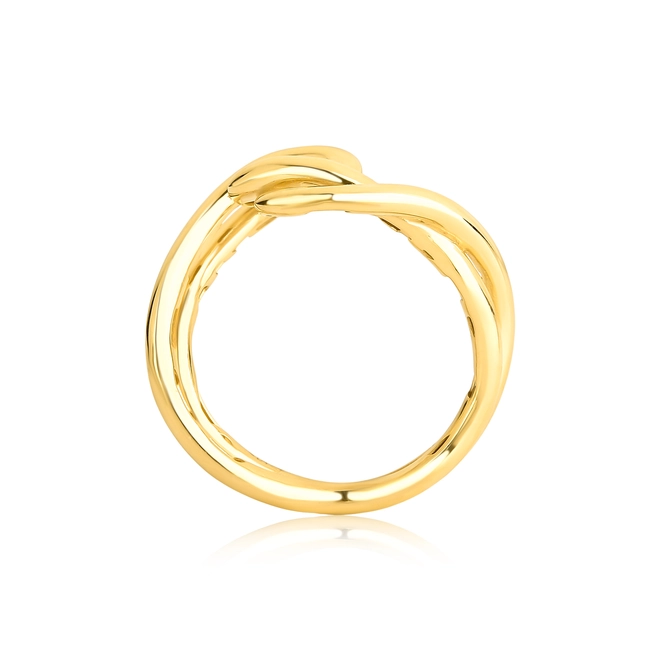 Anel Waves aro duplo tubular ouro 18k ondas polidas 4