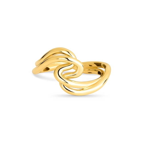 Anel Waves aro duplo tubular ouro 18k ondas polidas