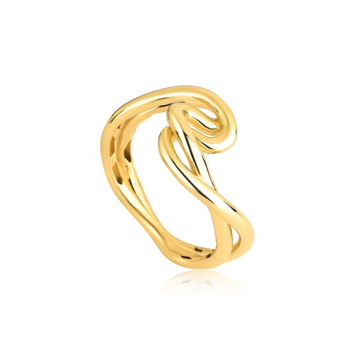 Anel Waves aro duplo tubular ouro 18k ondas polidas