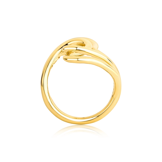 Anel Waves aro triplo tubular ouro 18k curvas com ondas polidas 4