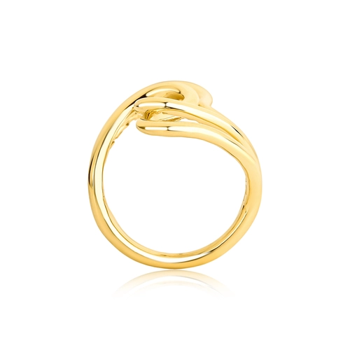 Anel Waves aro triplo tubular ouro 18k curvas com ondas polidas