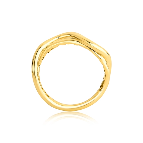 Anel Waves aro duplo tubular ouro 18k curvas em ondas polidas