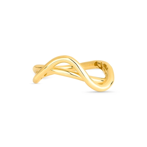 Anel Waves aro duplo tubular ouro 18k curvas em ondas polidas