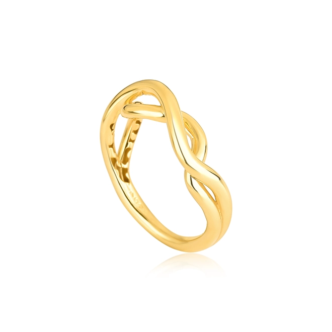 Anel Waves aro duplo tubular ouro 18k curvas em ondas polidas 1