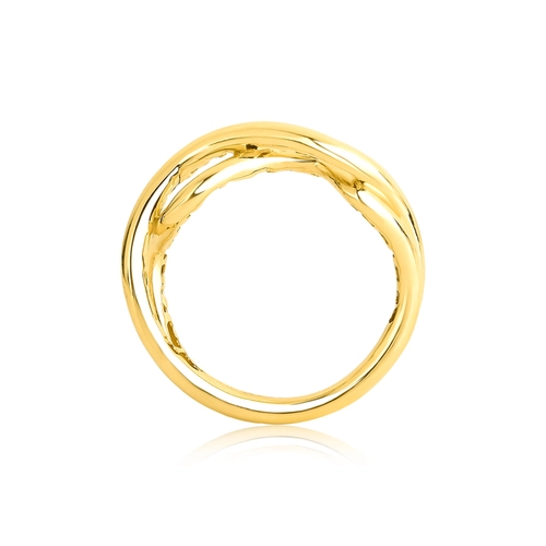 Anel Waves aro duplo tubular ouro 18k curvas em ondas polidas