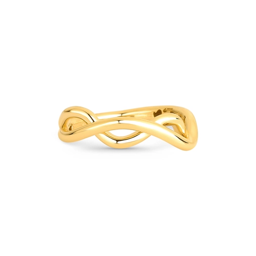 Anel Waves aro duplo tubular ouro 18k curvas em ondas polidas