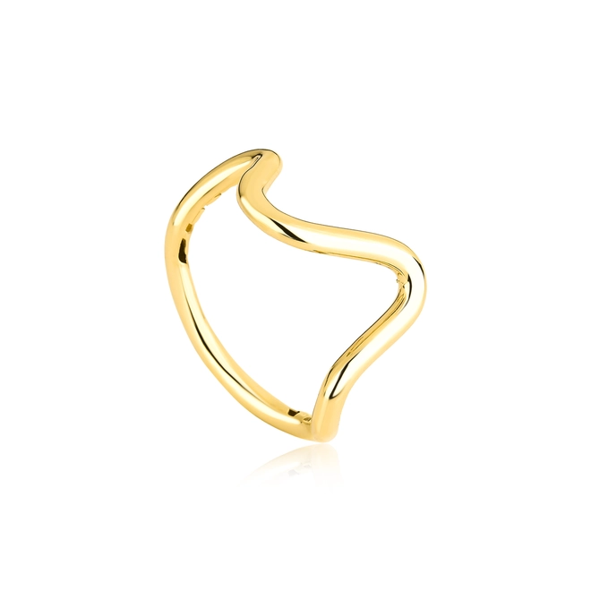 Anel Waves aro tubular ouro 18k curvas em ondas polidas 1