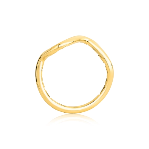 Anel Waves aro tubular ouro 18k curvas em ondas polidas