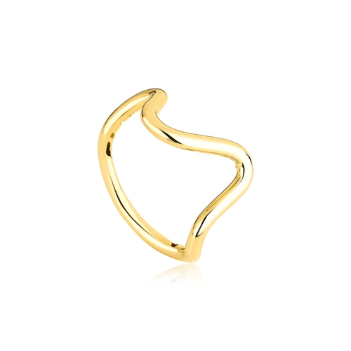 Anel Waves aro tubular ouro 18k curvas em ondas polidas