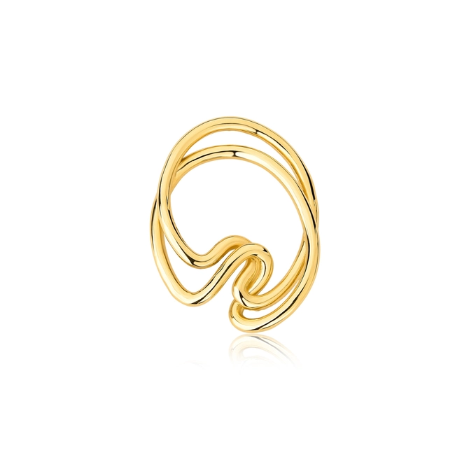 Pingente Waves aro duplo tubular ouro 18k curvas entrelaçadas em ondas 1