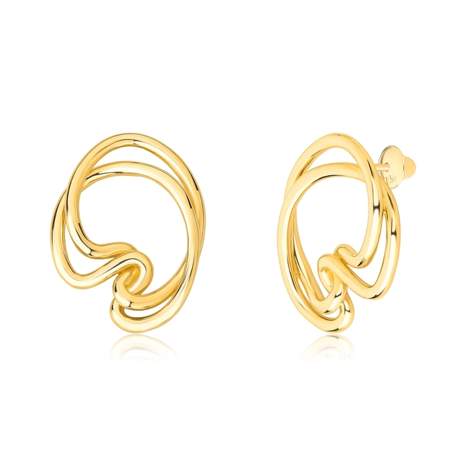 Brinco Waves aro duplo tubular ouro 18k curvas entrelaçadas em ondas 1