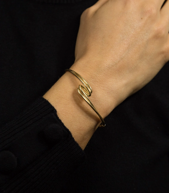 Pulseira Waves bracelete tubular aro duplo ouro 18k curvas em ondas 2