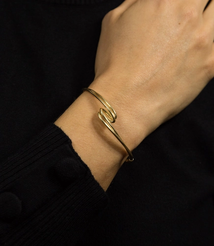 Pulseira Waves bracelete tubular aro duplo ouro 18k curvas em ondas