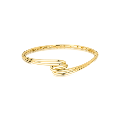 Pulseira Waves bracelete tubular aro duplo ouro 18k curvas em ondas