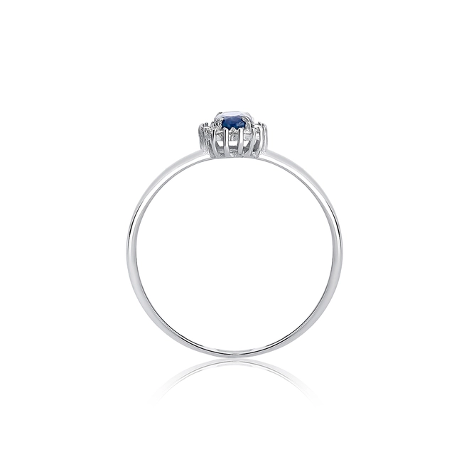 Anel Laurel oval de Safira azul ouro branco 18k com 5,4pts de Diamantes 3