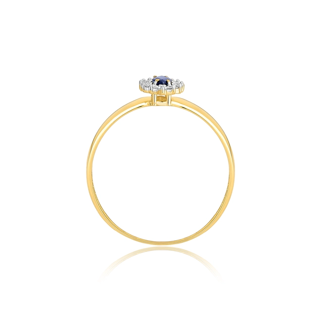 Anel Laurel navete de Safira azul ouro 18k com 8,4pts de Diamantes 3