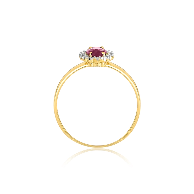 Anel Laurel oval de Rubi ouro 18k com 57pts de Diamantes 3