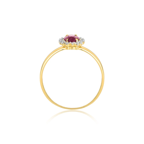 Anel Laurel oval de Rubi ouro 18k com 57pts de Diamantes