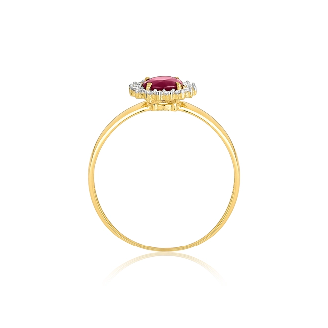 Anel Laurel redondo de Rubi ouro 18k com 9,6pts de Diamantes 3