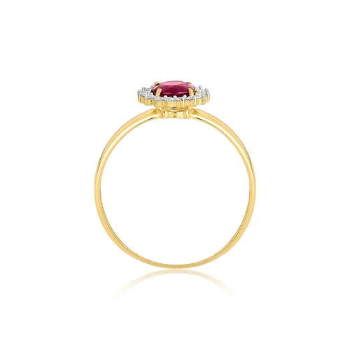 Anel Laurel redondo de Rubi ouro 18k com 9,6pts de Diamantes