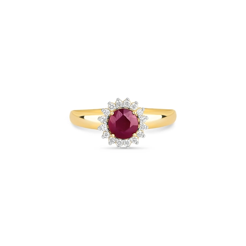 Anel Laurel redondo de Rubi ouro 18k com 9,6pts de Diamantes