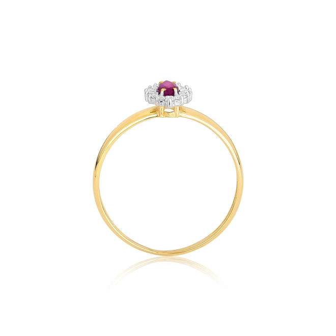 Anel Laurel navete de Rubi ouro 18k com 8,4pts de Diamantes 3