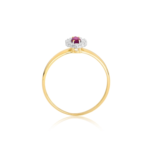 Anel Laurel navete de Rubi ouro 18k com 8,4pts de Diamantes