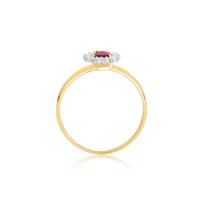 Anel Laurel gota de Rubi ouro 18k com 9pts de Diamantes 3